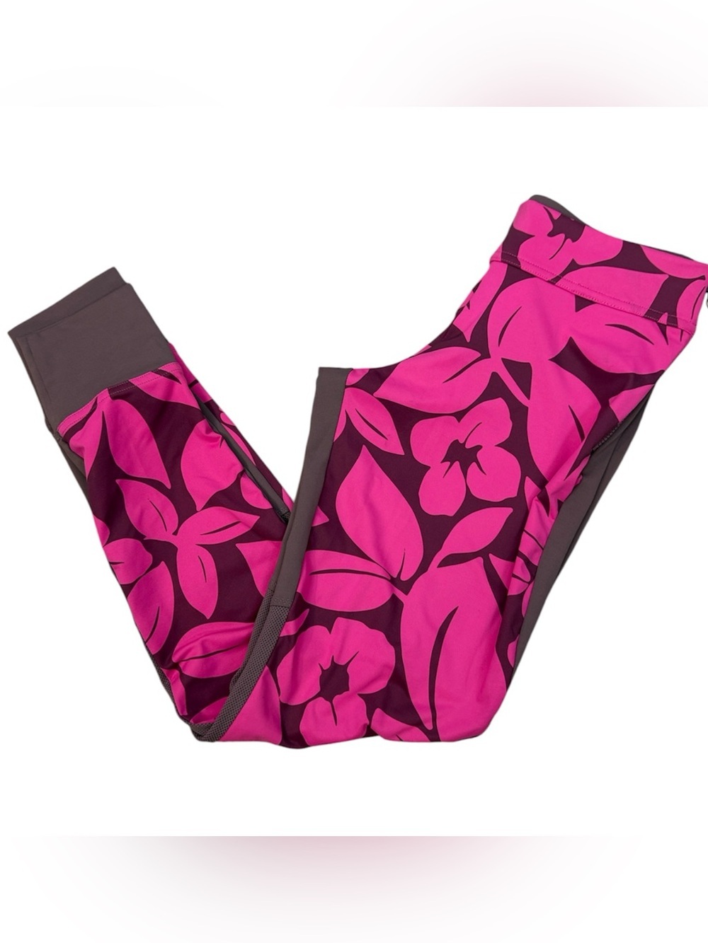 adidas by Stella McCartney Studio Long XS Tights Pink Grape Wine Floral